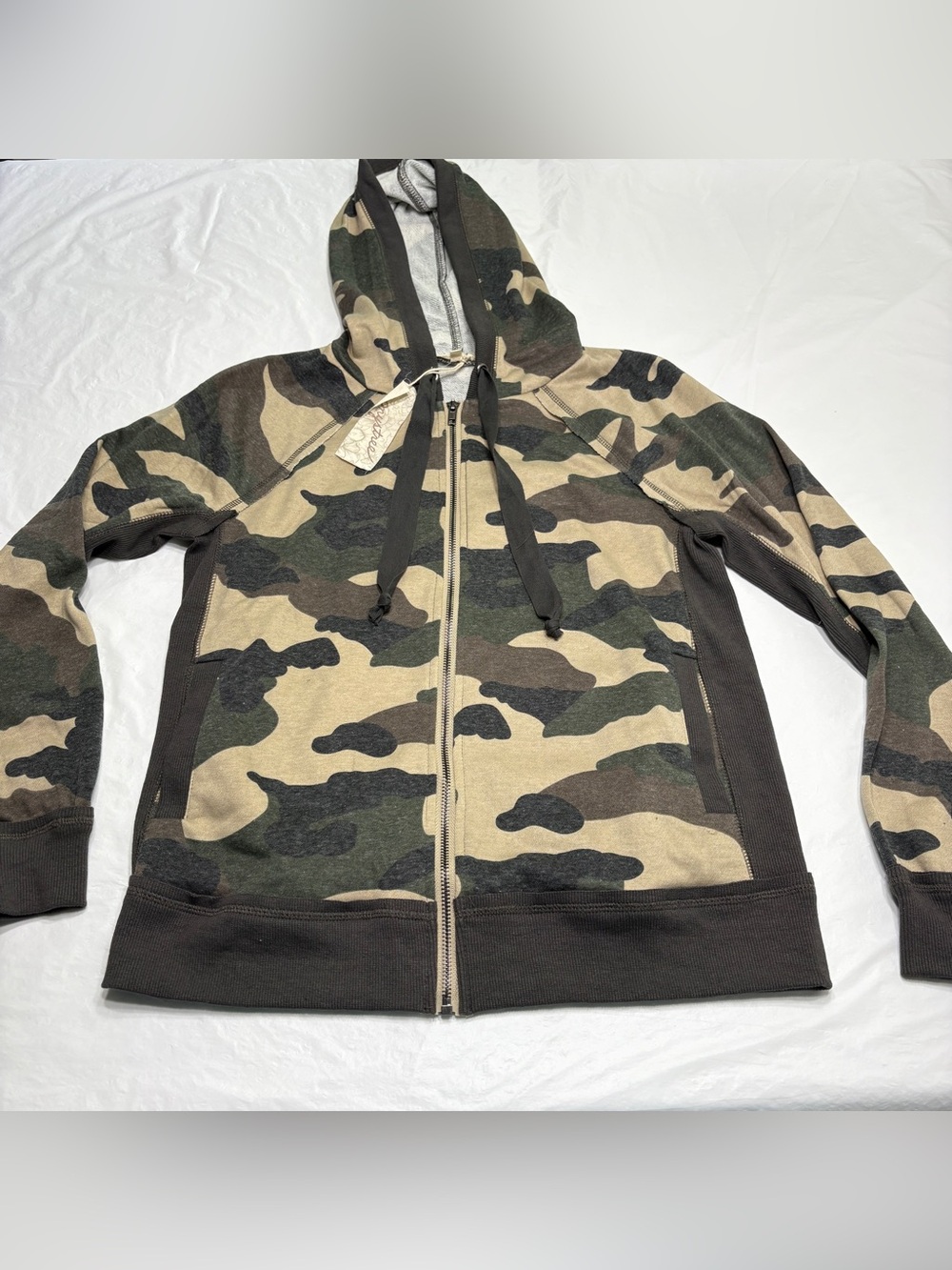 Mystree Camo Camouflage Full Zip Up Hoodie Sweatshirt Women’s Small New